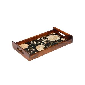 Hermosa Bandeja de Madera Antigua con Estampado Floral de Peonías Blancas, Plato Decorativo Rectangular al por Mayor para Pedidos al por Mayor - Product Image 4