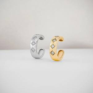Pendientes de aro con estrella de oro de 14 quilates, pendientes de tuerca minimalistas con diamantes cultivados en laboratorio, joyería de oro macizo para mujer - Product Image 6