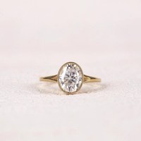 Bague solitaire en or jaune 14 carats avec diamant de laboratoire ovale de 1,00 carat, pureté VS2, couleur F, certifié IGI, diamant CVD