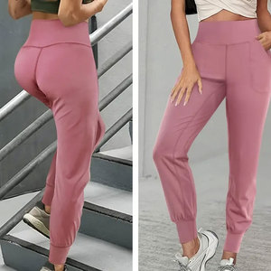 Womens High-Waist <b>Summer</b> Trousers Casual Drawstring Skinny Fit 100% Cotton Breathable Work <b>Pants</b> for Adults - Product Image 6