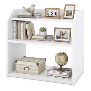 Étagère de rangement de bureau en bambou à 3 niveaux, organisateur flexible avec garde-corps surélevé anti-chute pour bureau à domicile - Product Image 2
