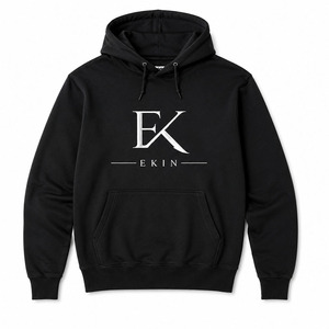 Sweat-shirt à capuche noir pour homme <span class=keywords><strong>EKIN</strong></span>, coupe classique, en molleton, décontracté, avec logo imprimé sur le devant, poche, idéal pour l'automne - Product Image 1