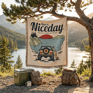 HYUGA Nouvelle couverture en coton polyvalente style bohème 172cm*122cm unisexe pour toutes les saisons, utilisable par temps froid/chaud, pour intérieur, camping, voyage - Product Image 4