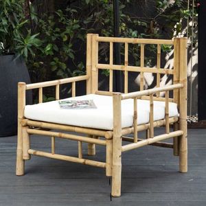Handmade Bamboo <b>Dining</b> <b>Chair</b> with Cushion Easy Assembly Eco Friendly Garden Patio Cafe Furniture - Product Image 1