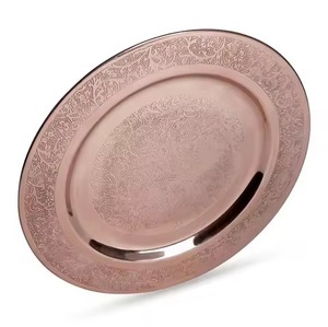 Assiettes de présentation classiques en cuivre, assiettes de présentation en métal pour mariage et banquet, vente en gros - Product Image 6