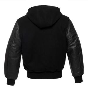 <b>Black</b> Custom Canvas Varsity Jackets for <b>Men</b> Women High Quality Quick Dry 100% Cotton Stand Collar Front Logo Hooded Winter Made - Product Image 6