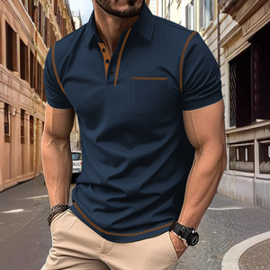 Men's Casual <b>T</b> <b>Shirts</b> Factory 1/4 Button <b>Collar</b> Leisure Style Shorts Sleeve <b>T</b> <b>Shirts</b> for Men - Product Image 3