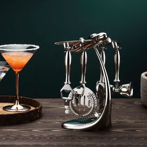 Ensemble d'outils de bar en métal robuste, shaker à cocktail professionnel, doseur, passoire, pilon, cuillère, ouvre-bouteille, équipement de barman - Product Image 1