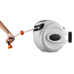 Avvolgitubo da Giardino Retrattile da 40 Metri, 1/2 Pollice, con Staffa Girevole a 180 Gradi e Ugello a 9 Getti, Montaggio a Parete - Product Image 4