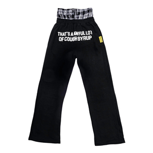 Pantalon de jogging ample et oversize à jambe large, coupe droite, avec logo personnalisé en perles, double taille épaisse, effet vieilli - Product Image 2