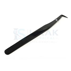 Professional Black Angled Lash Tweezers Stainless Steel Precision Fine Tip <b>Eyelash</b> Extension <b>Applicator</b> for Volume Lashes Salon - Product Image 4