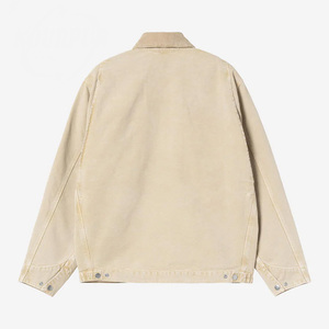 Chemise-veste en coton beige pour homme, coupe décontractée, col rabattu, manches classiques, style printemps, couleur unie, tissu tissé - Product Image 1