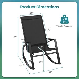 Sedie a dondolo ergonomiche da esterno per patio, 2 pezzi, con comodo sedile e schienale in tessuto a rete - Product Image 4
