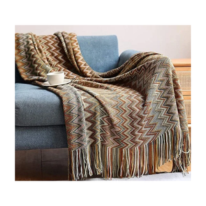 Plaid tissé beige naturel pour canapé et fauteuil, texture décorative pour la maison, bordure à franges, taille et couleur personnalisables, OEM ODM, doux, confortable et chaud - Product Image 6