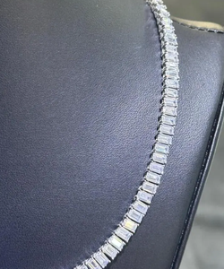 Collar de tenis de lujo con moissanita y diamantes VVS, estilo hip hop, cadena de oro blanco brillante - Product Image 3