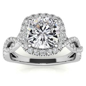 Anillo de Moissanita Corte Cojín, Plata de Ley 925, Chapado en Oro Blanco, Anillo de Compromiso Solitario, Regalo de Boda para Ella - Product Image 3