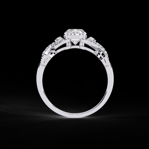 Anillo Infinito con Diamante Cultivado en Laboratorio de Corte Ovalado de 2.50 Ct, Oro Blanco de 14k, Banda Trenzada con Pavé, Certificado IGI - Product Image 2