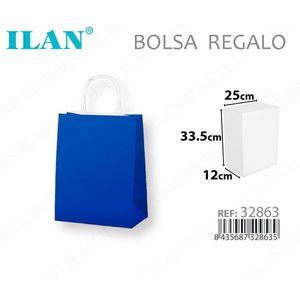 Sacchetto Regalo in Carta ILAN 25x12x33.5cm con Manico Blu - Product Image 3