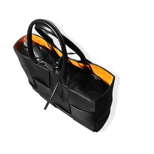 Royaa Woven Leather Tote <b>Bag</b> in Genuine Cowhide, Comfortable Shoulder <b>Bag</b> for <b>Work</b> and Daily Use Large Black Leather Luxury - Product Image 3