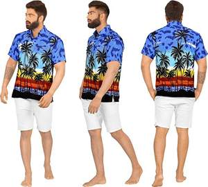 Chemises Hawaïennes Homme Personnalisées OEM de Haute Qualité à Imprimé Floral, Manches Courtes, Décontractées, Respirantes et Infroissables pour l'Été - Product Image 2