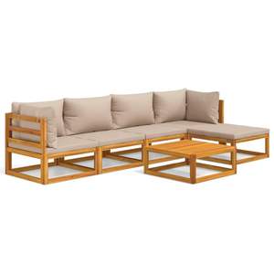 Conjunto de Muebles de Jardín de Madera de Acacia Sólida en Color Taupe, Tamaño Grande, con Poliéster, Muebles de Exterior Duraderos - Product Image 2