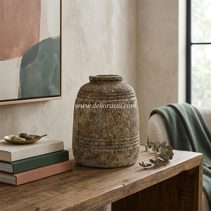 Antique Terracotta Vase <b>Handmade</b> Ceramic <b>Pottery</b> Flower Vase for Living Room Home Decoration - Product Image 4