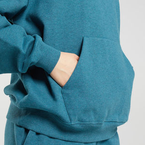 Sweat-shirt à capuche long en molleton 100 % coton pour femme, imperméable, avec impression de logo personnalisé sur le devant, couleur unie, prix abordable - Product Image 6