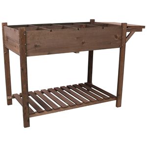 Fioriera Rialzata in Legno a 8 Scomparti, Pieghevole, con Ripiano Laterale e Mensola Portaoggetti per Coltivazione di Erbe/Verdure - Product Image 5