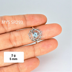 แหวนเงินแท้ 925 ประดับพลอยบลูโทแพซทรงกลมธรรมชาติ ดีไซน์เนอร์เครื่องประดับชั้นดี แหวนสำหรับทุกเพศ - Product Image 1