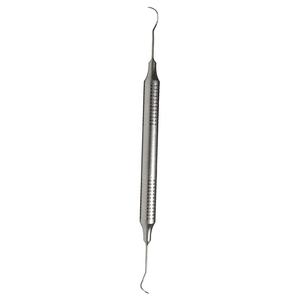 Explorer dentaire double extrémité en acier inoxydable argenté, instrument manuel de classe I - Product Image 1