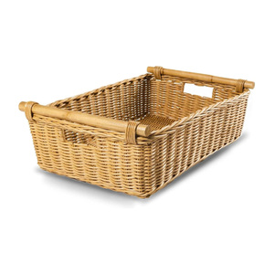 Rattan cane <b>baskets</b> kitchen counter cabinet storage <b>basket</b> floor & <b>shelf</b> organising essentials - Product Image 5