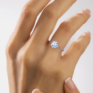 Anillo de Compromiso Solitario con Diamante Cultivado en Laboratorio, Corte Brillante Redondo de 2.75 Quilates, Oro Blanco de 14K, 6 Puntas, Joyería Nupcial Personalizada - Product Image 6