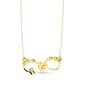 Collar con Colgante de Corazón Infinito con Flecha, Diseño de Dibujos Animados, con Piedras de Moissanita, Chapado en Oro Amarillo, Joyería Unisex para Uso Diario - Product Image 4