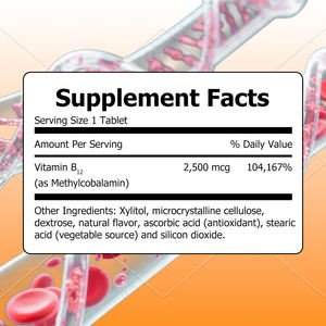 Top 2500mcg de Vitamine B12 Bioactive pour le Métabolisme Énergétique et le Soutien Immunitaire OEM ODM Comprimés à Croquer de Methyl B12 - Product Image 5