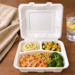 Tapa para Contenedor de Alimentos Desechable de Bagazo, Diseño Moderno, Biodegradable, Reciclable, Capacidad de 35oz, para Pasteles, Bodas, Navidad - Product Image 6