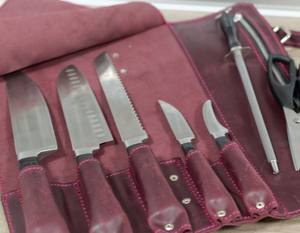 Bolsa de Almacenamiento para Cuchillos de Chef, Hecha a Mano, de Cuero Genuino, de Lujo, a Prueba de Olores, Protección Duradera, Diseño Moderno para Chefs de Restaurantes - Product Image 1