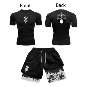 ชุดออกกำลังกายแบบรัดรูปพิมพ์ลายแบบ Heat-Transfer สำหรับทุกเพศ เสื้อแขนยาว กางเกงออกกำลังกาย แห้งเร็ว ระบายอากาศได้ดี ป้องกันผื่นแดง 100% สำหรับผู้ใหญ่ - Product Image 5