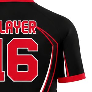เสื้อฟุตบอลสีดำและสีแดง ดีไซน์ทันสมัย สำหรับสโมสรฟุตบอล ใช้สำหรับการฝึกซ้อมและการแข่งขัน - Product Image 4