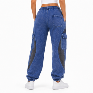 Pantalones de chándal para mujer con lavado ácido, corte relajado, cintura alta, joggers de felpa suave, estilo casual urbano, pantalones de descanso para mujer - Product Image 3