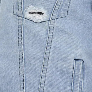 High Street Men's Top Selling Denim Jacket 100% Cotton Washable Fitted Ripped Design Snap Collar Hand <b>Warmer</b> Pockets for Winter - Product Image 4