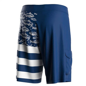 Pantalones Cortos de Pesca para Hombre, Estampado por Sublimación, Diseño de Peces Azules, UPF 50, Protección Anti-UV, Cierre de Cremallera de Poliéster - Product Image 1