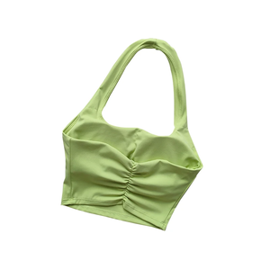 Summer New Sexy Hanging Neck with Chest Pads, Beautiful Back Sports Bra, Women's <b>Light</b> Luxury Fashion, Unique Pleated Sports Bra - Product Image 5
