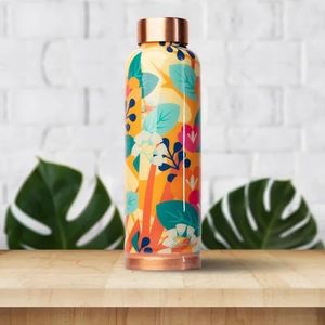 Bouteille d'eau écologique en cuivre pur avec couvercle à vis, design indien traditionnel fait main, pour la rentrée scolaire, fournisseur en gros - Product Image 1