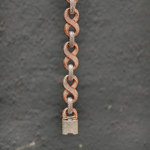 Luxury Moissanite <b>Infinity</b> Link <b>Bracelet</b> Rose Gold Silver Iced Out Chunky Chain Statement Wrist Jewelry Gift for Men Women - Product Image 6