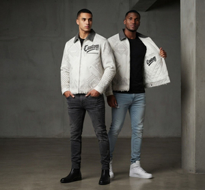 Custom Men <b>White</b> Denim <b>Jacket</b> Vintage Washed Cropped <b>Jacket</b> With Rhinestone Streetwear Fashion Outerwear Premium <b>Jacket</b> For Men - Product Image 5