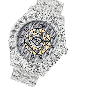 Reloj de Lujo Personalizado con Incrustaciones de Moissanita y Acero Inoxidable para Hombre, Estilo Hip Hop, con Esfera de Números Romanos y Cierre de Hebilla - Product Image 5
