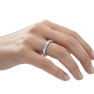10K 14K 18K Solid Gold DEF Color VS VVS Clarity Round Lab Diamond Half Eternity <b>Proposal</b> <b>Ring</b> IGI Certified Stackable Love Band - Product Image 6