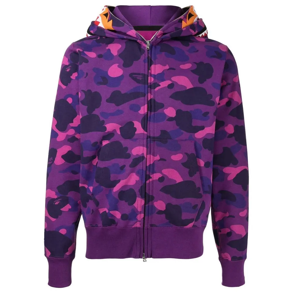 Sudadera con capucha con estampado de camuflaje para hombre, ropa de calle de gimnasio, 100 algodón, bordada, de gran tamaño, sin cordón