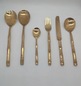 Couverts classiques en laiton pour la maison et la cuisine, vaisselle de table de haute qualité, kits de fournitures jetables pour les fêtes - Product Image 5
