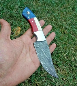 Handmade Industrial Damascus Steel Hunting <b>Knife</b> With Colour <b>Bone</b> <b>Handle</b> and Leather Sheath for Outdoor Camping - Product Image 4